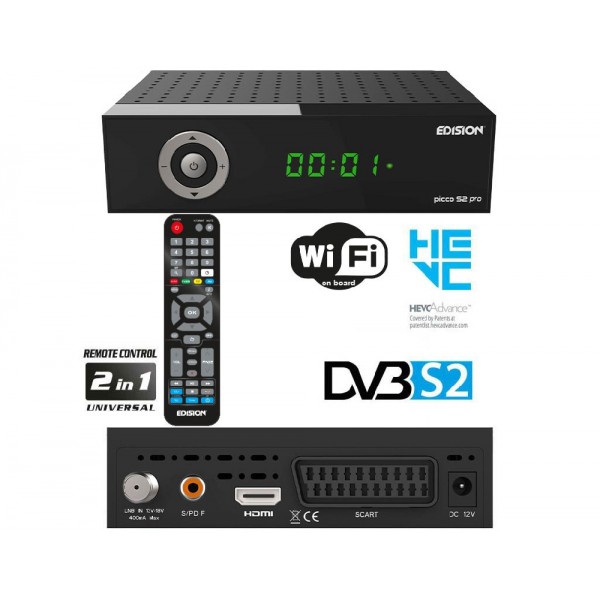 PICCO S2 pro Δορυφορικός Δέκτης Full HD DVB-S2 με Λειτουργία Εγγραφής PVR και Ενσωματωμένο Wi-Fi 